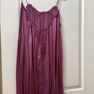 Women’s Sleeveless Tassel Midi Dress in Mauve Pink